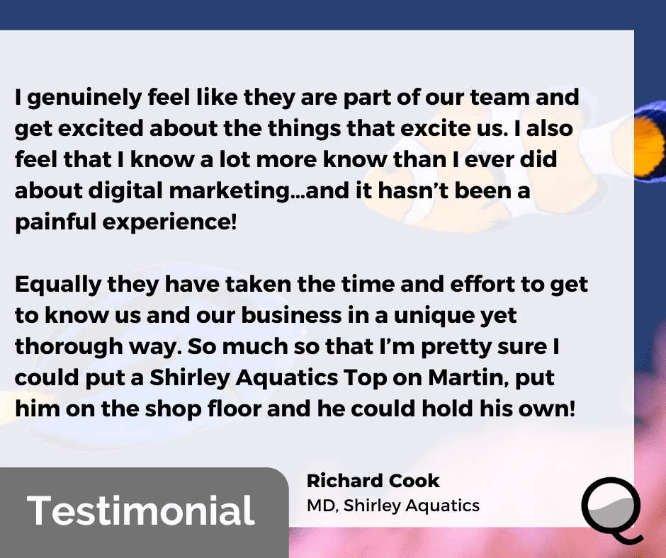 Client testimonial for QUAFF digital from a digital partnership client