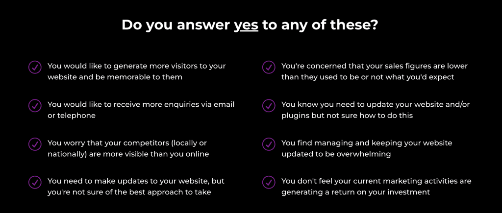 Our website audit service, the WordPress Once Over, has been designed to help you with all of the above issues…and more!